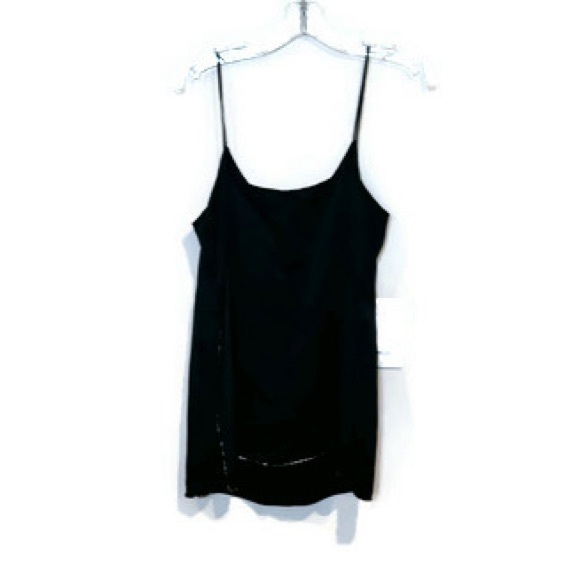 Theory Black 100% Silk Tank with beaded side slits and hem size small - Picture 3 of 7